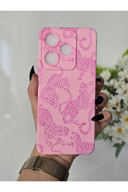 Xiaomi Redmi 13 Uyumlu İçi Kadife Lansman Leopar Baskılı Kılıf