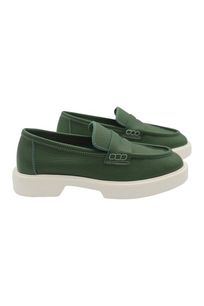Genuine Leather Green Floaters Comfortable and Light Daily Women's Shoes