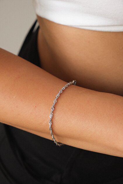 Steel Singapore Chain Bracelet Thin Imported Winding Twist Chain 2mm Exquisite Minimal 17Cm+4Cm&21Cm