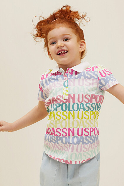 Girl's White Polo Neck T-Shirt 50263465 -Vr013