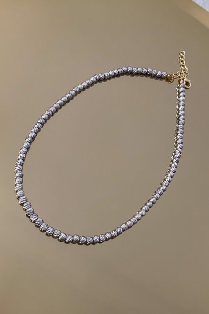 Dorika Gold Silver Ball Detail Brass Plated Necklace