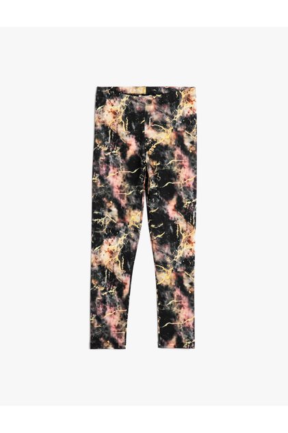 Leggings with Elastic Waist and Abstract Pattern