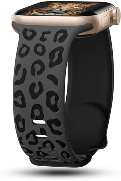 Apple Watch 10/11/12 42mm-38/40/41mm Uyumlu Kordon Leopar Desen Yumuşak Silikon Uyumlu Band 2/3/4/5/6/se/7/8/9