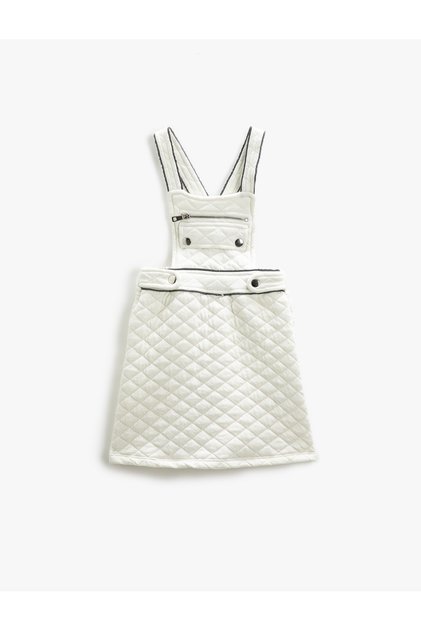 Salopet Dress with Quilted Detail and Zipper Pocket Detail
