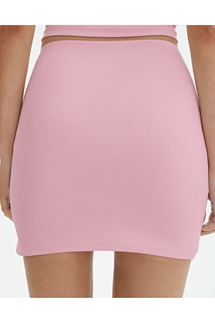 SUHIS Powder Pink Tight Mini Skirt with Elastic Waist - Trendyol
