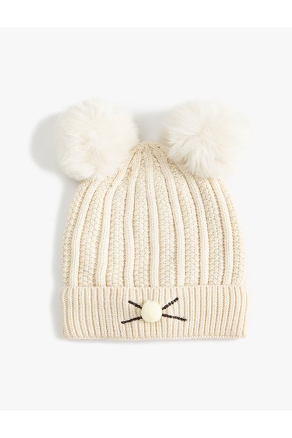 Pompom ear detailed beanie