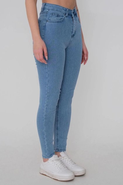 Elena Full Lycra Winter Thick Fabric Light Blue Skinny Jean Trousers - See Our Size Chart