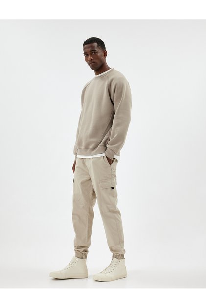 Jogger Pants Cargo Pocket Detailed Waist Lace up Cotton