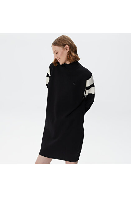 Lacoste Women's Loose Fit Long Sleeve Crew Neck Black Dress- Trendyol