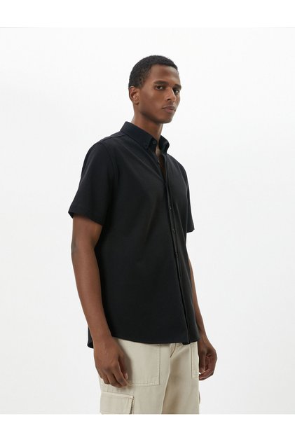 Short Sleeve Shirt Thick Fabric Classic Collar