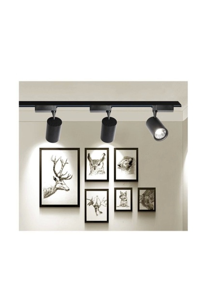 4 Adet 30W Led Ray Spot+1 METRE RAY Vitrin Mağaza Armatürü Siyah Kasa Beyaz Işıklı Led Ray