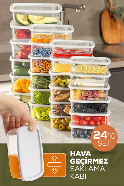 Vienev 24'lü Hava Geçirmez Saklama Kabı Seti Gri 6x(250-500-750