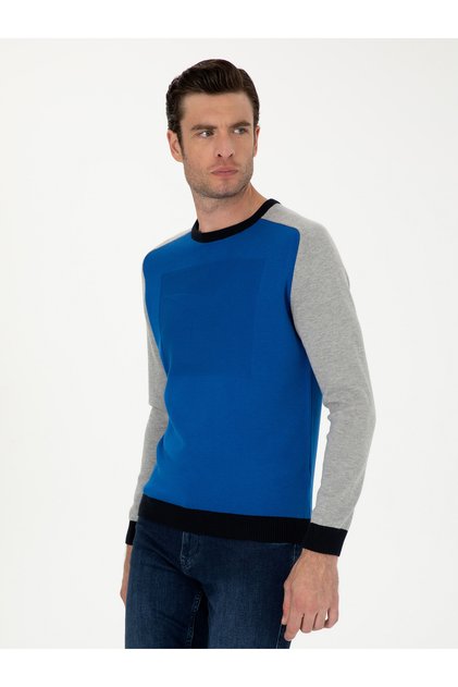 Sax Slim Fit Cotton Blend Crew Neck Knitwear Sweater 50272470-Vr045