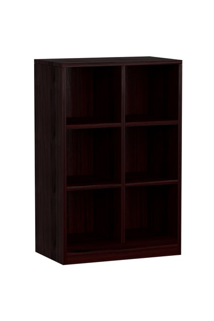 Wooden Display Shelves with 6 Storage Compartment, Freestanding, Dark Walnut