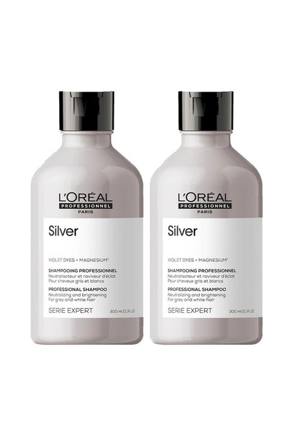 Serie Expert Silver Very Light Blond, Gray and White Hair Color Balancing Purple Shampoo 2 Pcs