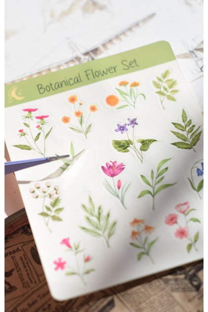 Botanical Flannel Transparent Flower Sticker - 1 Piece, Scrapbook