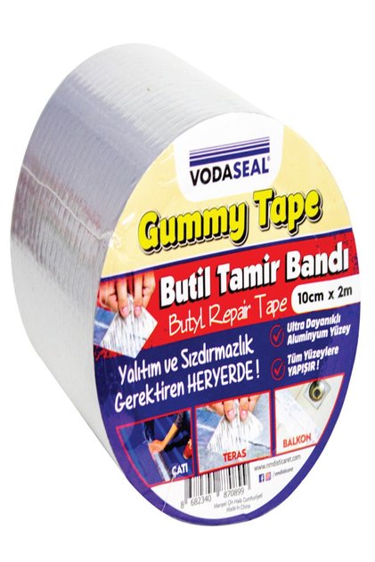 Gummy Tape Çatı Izolasyon Ve Butil Tamir Bandı Su Geçirmez Çamur Bant Çatlak Boru Bandı 10cm X 2mt