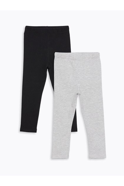 Basic Girls' Tights with Elastic Waistband, Pack of 2 (W4)