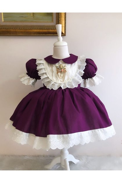 Purple Vintage Baby Girl Dress, Birthday, Photo Shoot Dress, Suitable for Ages 0-12