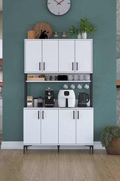 John Wangページ Rani Mobilya Rani JE173 Çok Amaçlı Dolap 8 Kapaklı Raflı Kiler