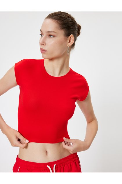 Basic Body Cap Sleeve Crew Neck Modal Blended Slim Fit