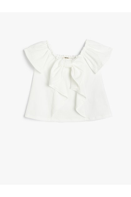 Bow Detail Round Neck Short Sleeve Blouse