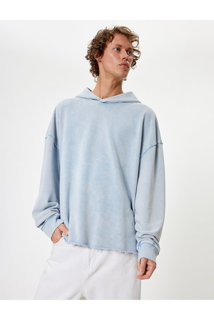Oversize Sweatshirt Washable Basic Long Sleeve Hooded Cotton Blend