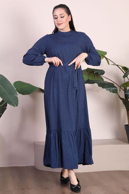 Women's Hijab Clothing Dress Plus Size Clothing Prevailing Collar Crispy Pattern Dress