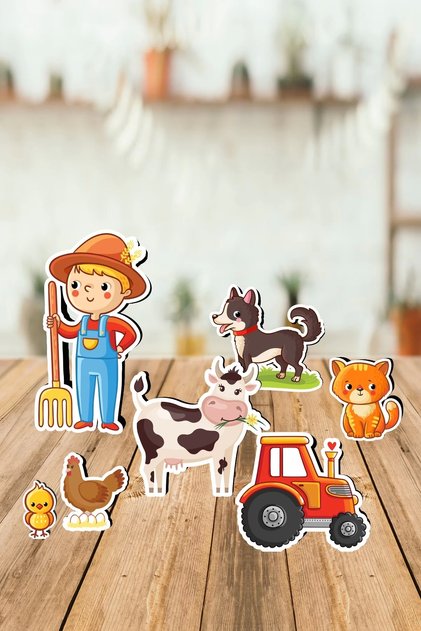 Çiftlik Konseptli Ayaklı Pano Seti ( Masa Üstü ) * Kalın Kağıt