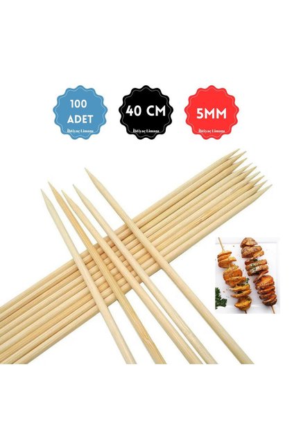 Kalın Patates Çubuğu 40 cm Büyük Boy Bambu 5 mm Kullan At Çöp Şiş 100 Adet