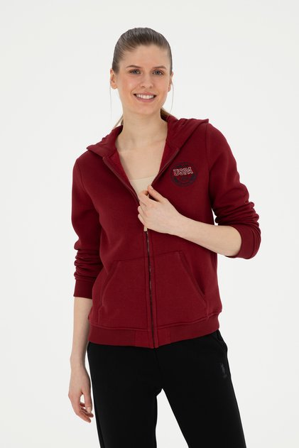 Women's Burgundy Hooded Sweatshirt 50272076-Vr014