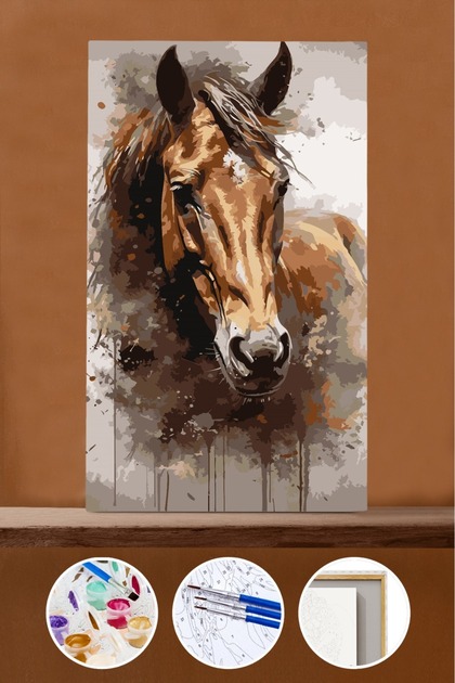 Sayılarla Boyama Seti Çerçeveli Kasnaklı At 1 40 x 50 cm