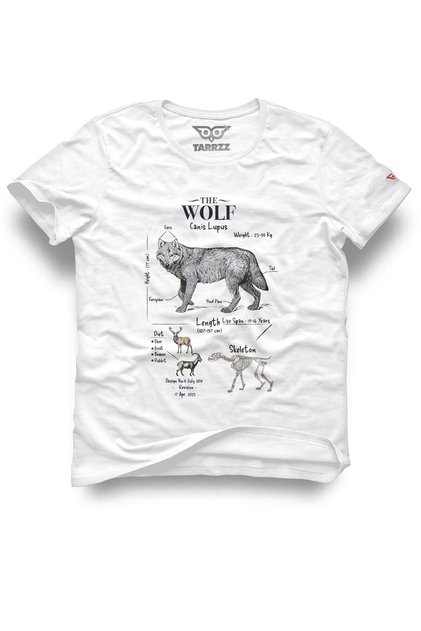 Anatomy Wolf Design T-Shirt Cotton Short Sleeve Crew Neck Printed T-shirt