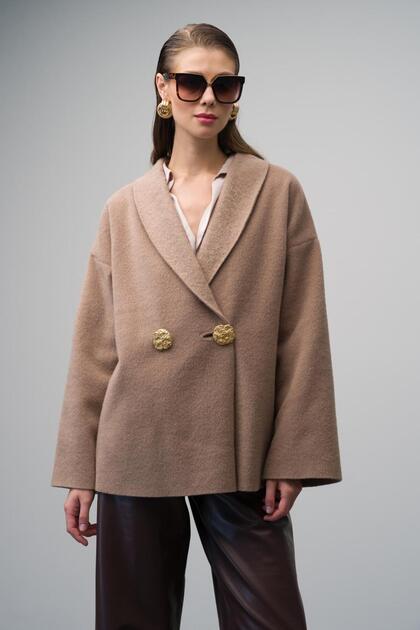 Double-Breasted Unlined Casual Coat Vi̇zon 3075