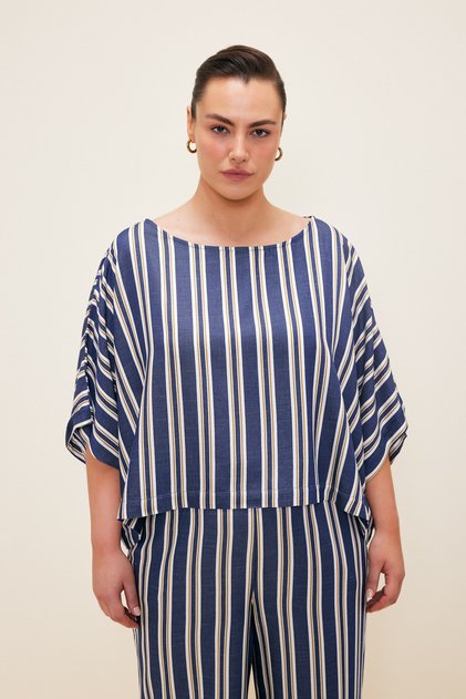 3/4 Sleeve Striped Blouse