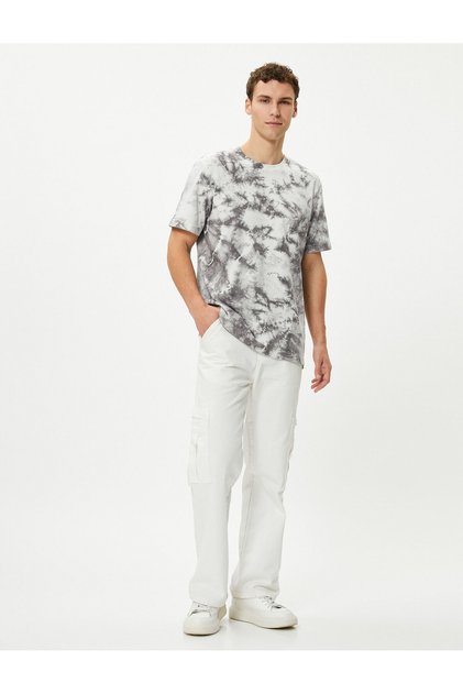 Cotton Tie-Dye Look Short Sleeve Crew Neck T-Shirt