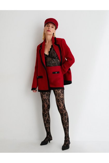 Tweed Skirt Mini Normal Waist Button Detailed
