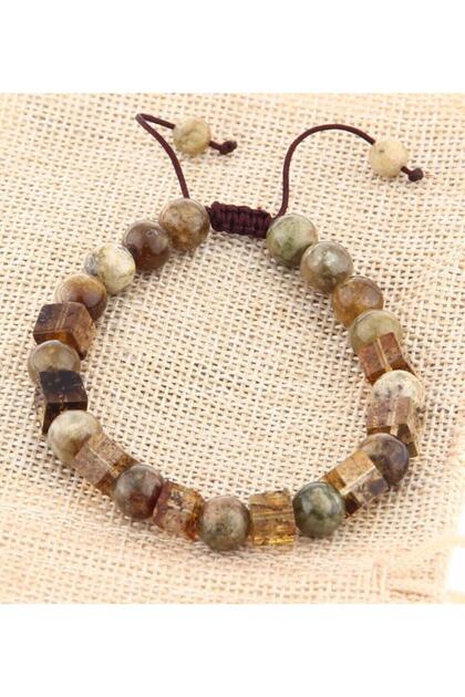 Certified Natural Stone Bracelet - Amber, green Tulip, tsavorit