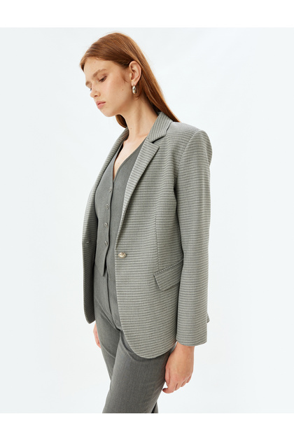 Blazer Jacket with Double Breasted Closure and Pocket Detail
