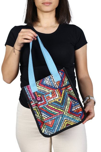 Patterned Pocket Tote Bag Hand and Shoulder Bag