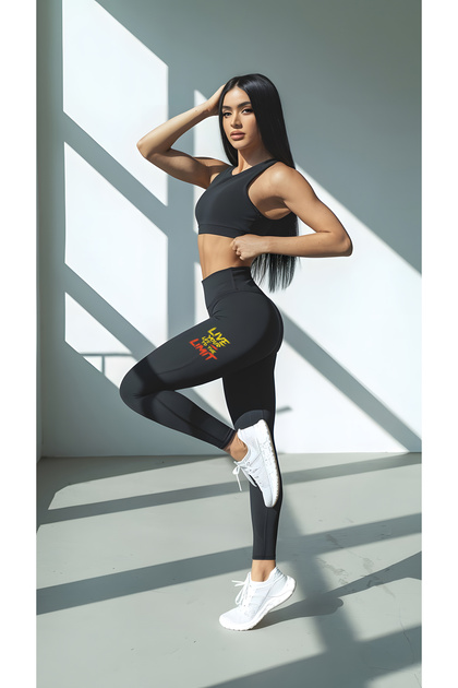 High Waist Printed Flexible and Waist Basen Recoiler Sports Fitness Pilates Yoga Black Leggings