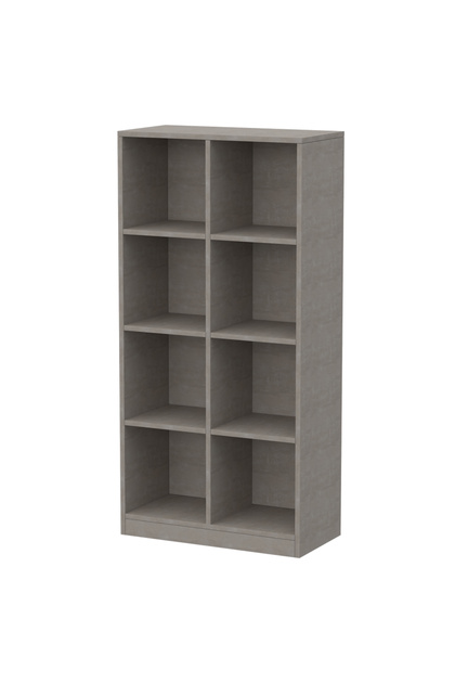 Wooden Display Shelves with 8 Storage Compartment, Freestanding Files, Light Concrete