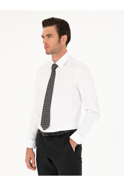 White Slim Fit Cotton Blend Shirt 50284433-VR013