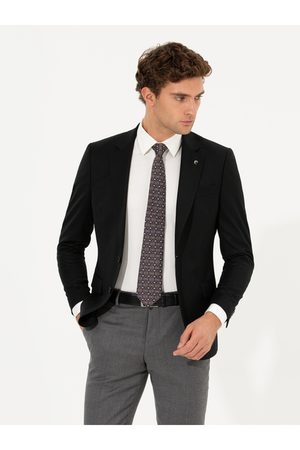 Black Slim Fit Jacket 50258858-Vr046