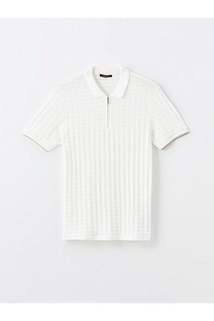 Lw - Polo Collar Short Sleeve Men's Textured T-Shirt