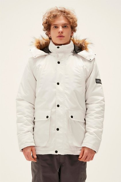 Rock Rabbit Off-White White Men's Hooded Coat