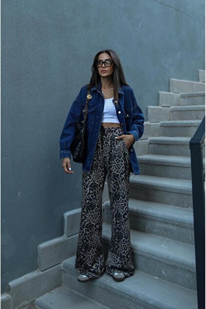 Jodie Leopard Patterned Draped Pants