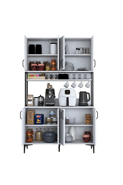 Rani Mobilya Rani JE173 Çok Amaçlı Dolap 8 Kapaklı Raflı Kiler