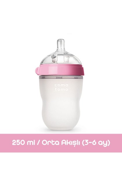 Antikolik Silikon Biberon Pembe 250 ml - Orta Akış (3-6 AY)
