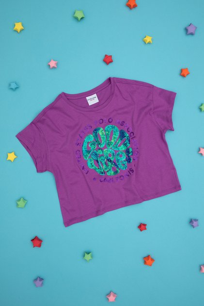 Tricou mov pentru fete cu gâtul turnat 50283275-VR038